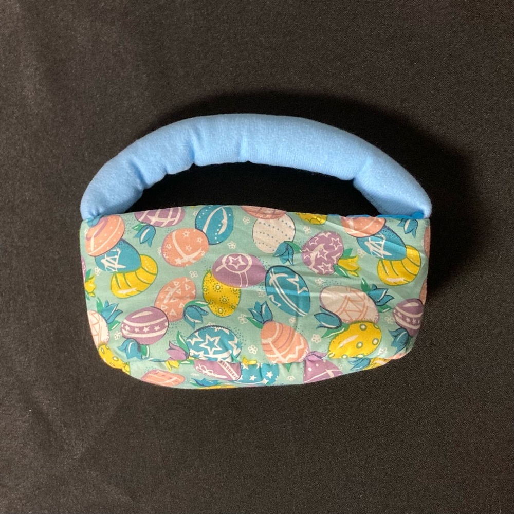 Vintage Miles Kimball Mini Pastel Easter Egg Pattern Pillow Cloth Basket Purse